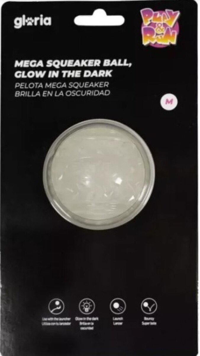 PLAY AND RUN PELOTA MEGA SQUEAKER BRILLO OSCURIDAD M 6.35CM 