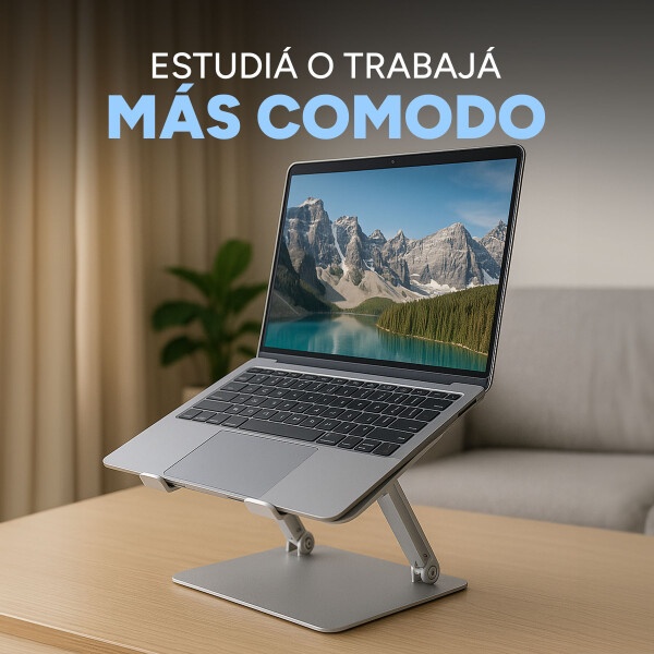 Soporte Base Alzador Acero Regulable Para Macbook Notebook Color Gris