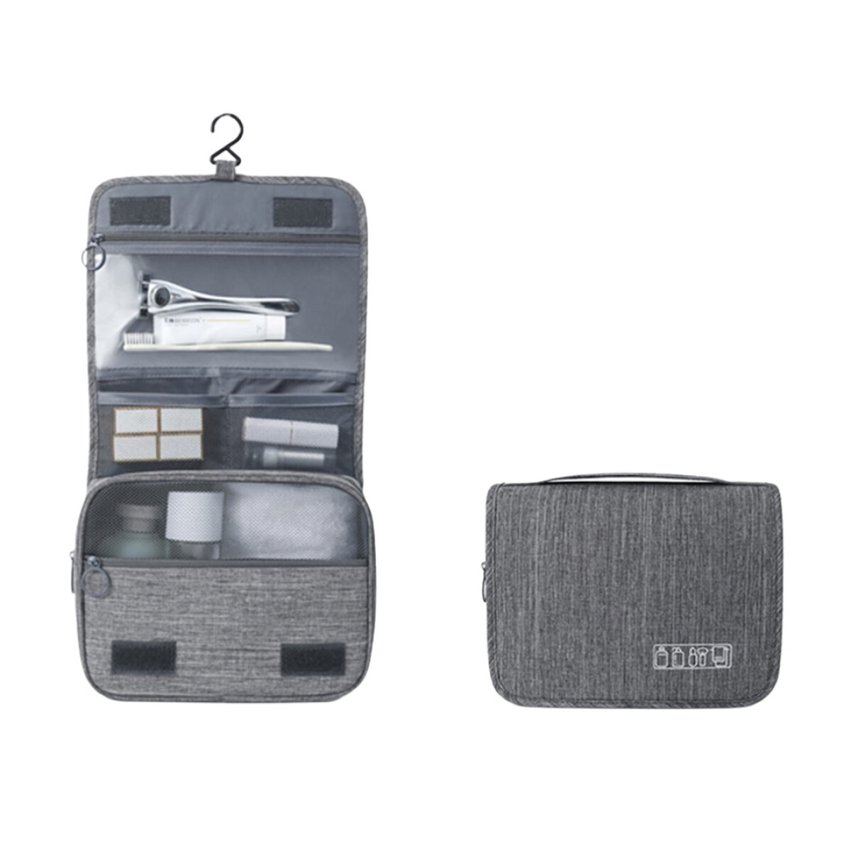 Estuche Cosméticos Viaje Colgante Baño Impermeable Organizar - Color gris 