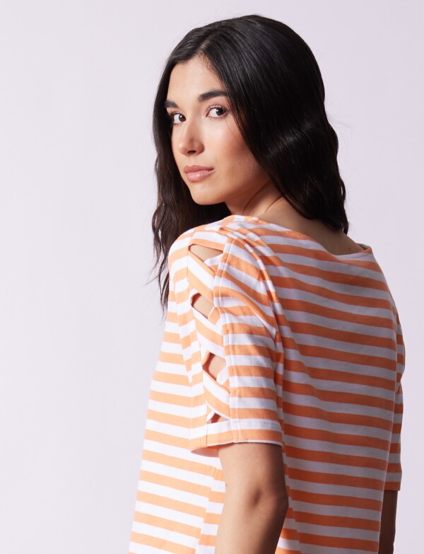 Remera Algodon Lineas ANARANJADO/MULTI
