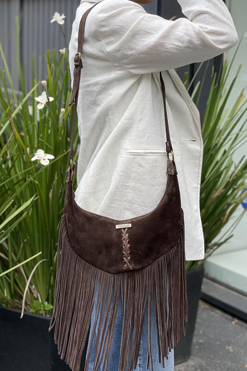 Bandolera sandi Chocolate gamuza