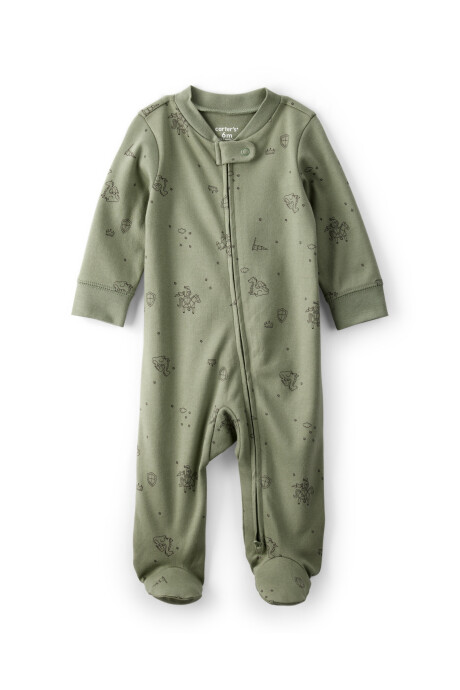 Pijama una pieza de algodón, con pie, diseño dragón Sin color