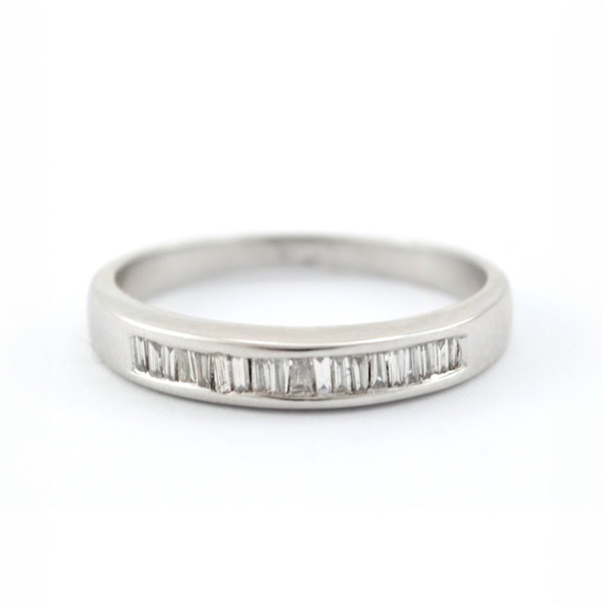 Anillo Oro Blanco 18K Y Brillantes Trapecio 