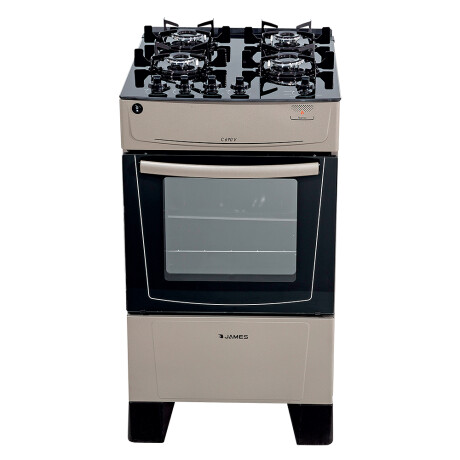 Cocina James 4H C-690 V titanium con mesada de vidrio negro Cocina James 4H C-690 V titanium con mesada de vidrio negro