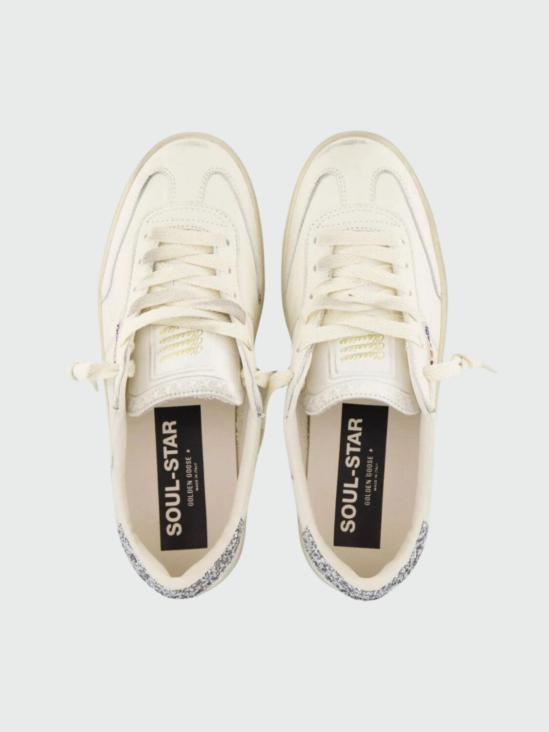 Golden Goose-Championes de cuero acordonados, Soul star Blanco