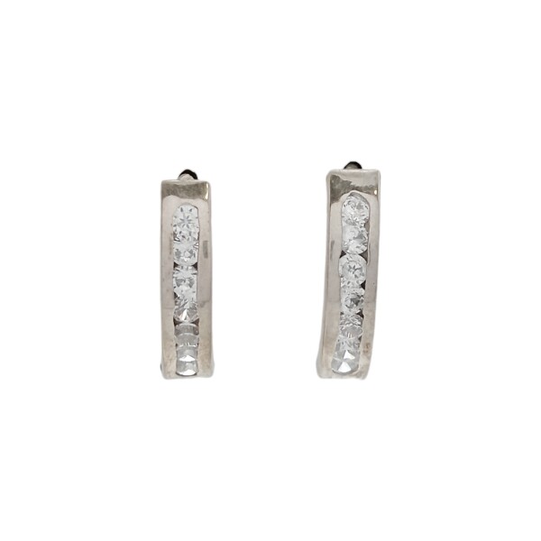 Caravanas Medio aro con Piedra-Plata 925-Piedra Zirconia-CA3004 Conpiedra