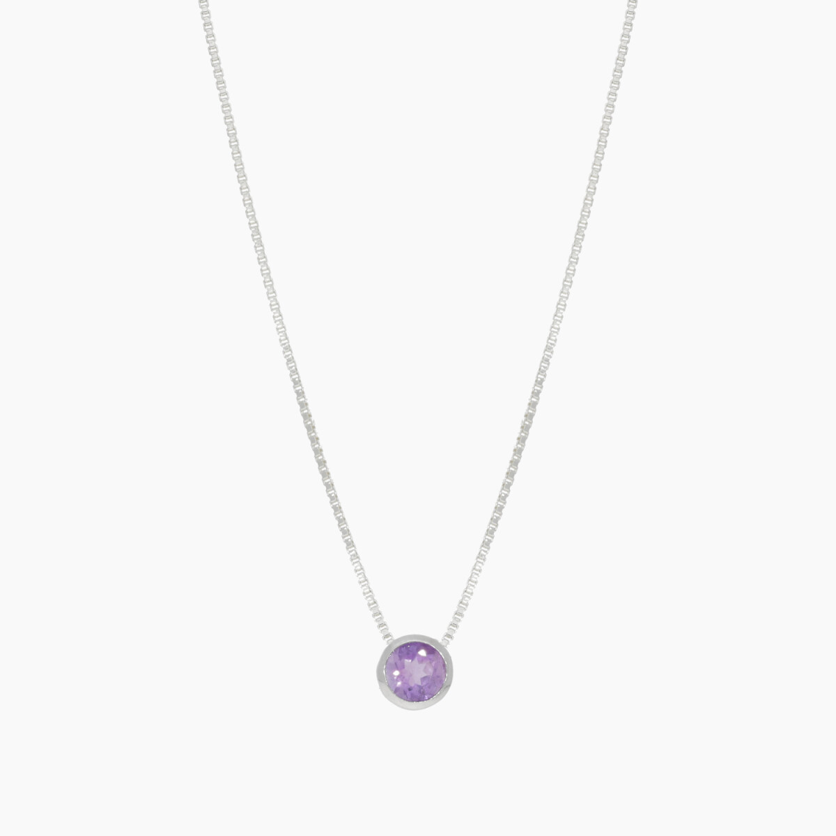 Cadena Con Dije Punto De Luz Con Piedra Amatista 