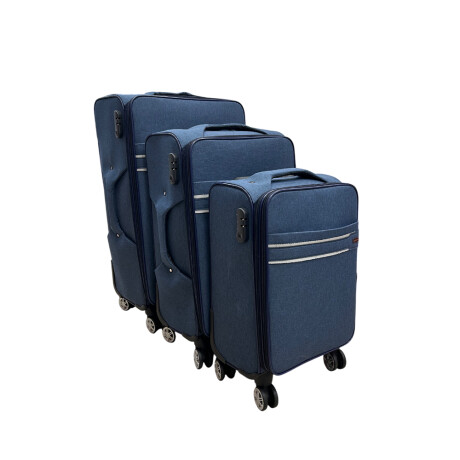 Juego Set Valijasx3 Azul con ribete blanco
