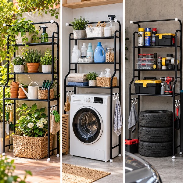 Estante Organizador Lavarropas O Baño Inodoro Mueble Metal IMBACK Color Negro Estante Organizador Lavarropas O Baño Inodoro Mueble Metal IMBACK Color Negro