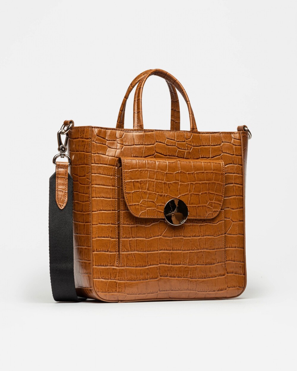 Shopper The Circle en cuero croco Cuoio