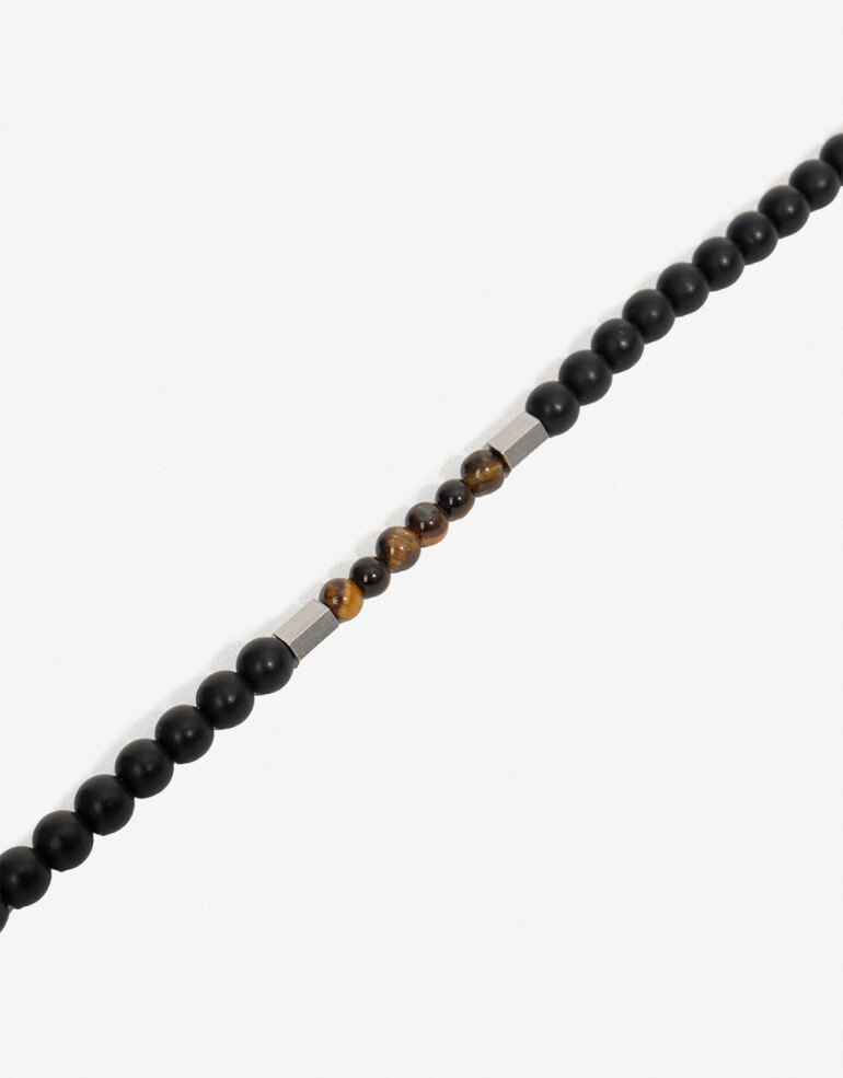 Collares Cortos Piedra Collar Acero Y Piedra Men´s Collection - Negro