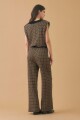 Pantalon tejido con jacquard geometrico negro