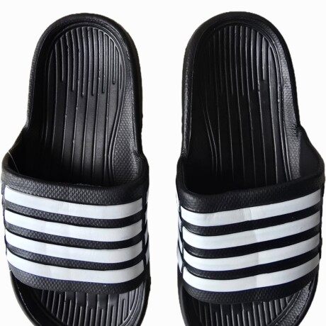 Sandalia Franjas Negro con Blanco Sandalia Franjas Negro con Blanco