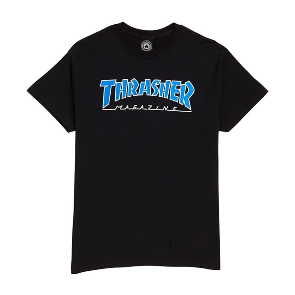 Remera Outlined Thrasher - Negro/Celeste 