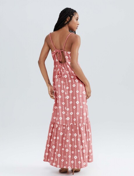 VESTIDO LARGO CON ESCOTE EN V ROSADO