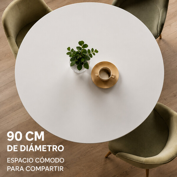 Mesa Comedor ComboHome Tulip Redonda Laqueada 90cm Premium Blanco 1