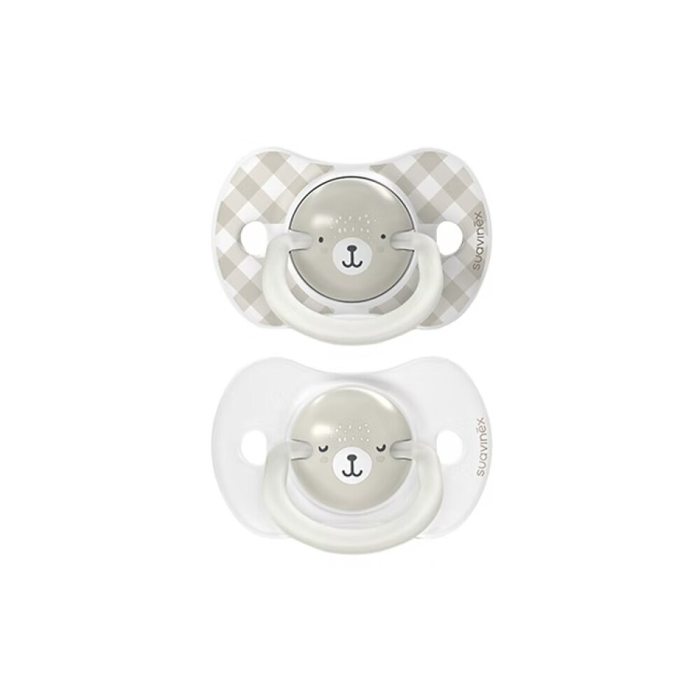 Set x2 chupete fisiologico Suavinex 6 a 18M gris nocturno