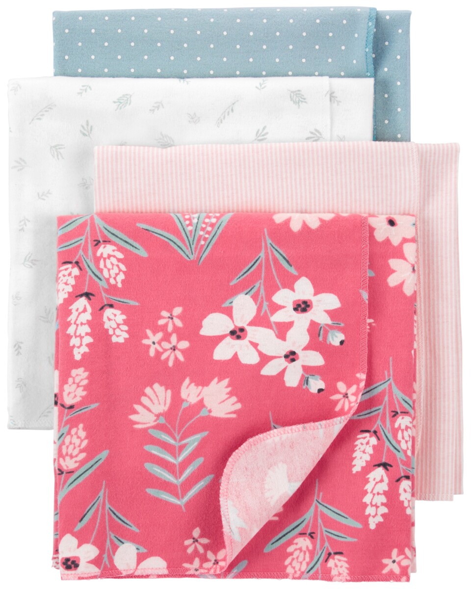 Pack cuatro mantas recibidoras de algodón diferentes diseños 