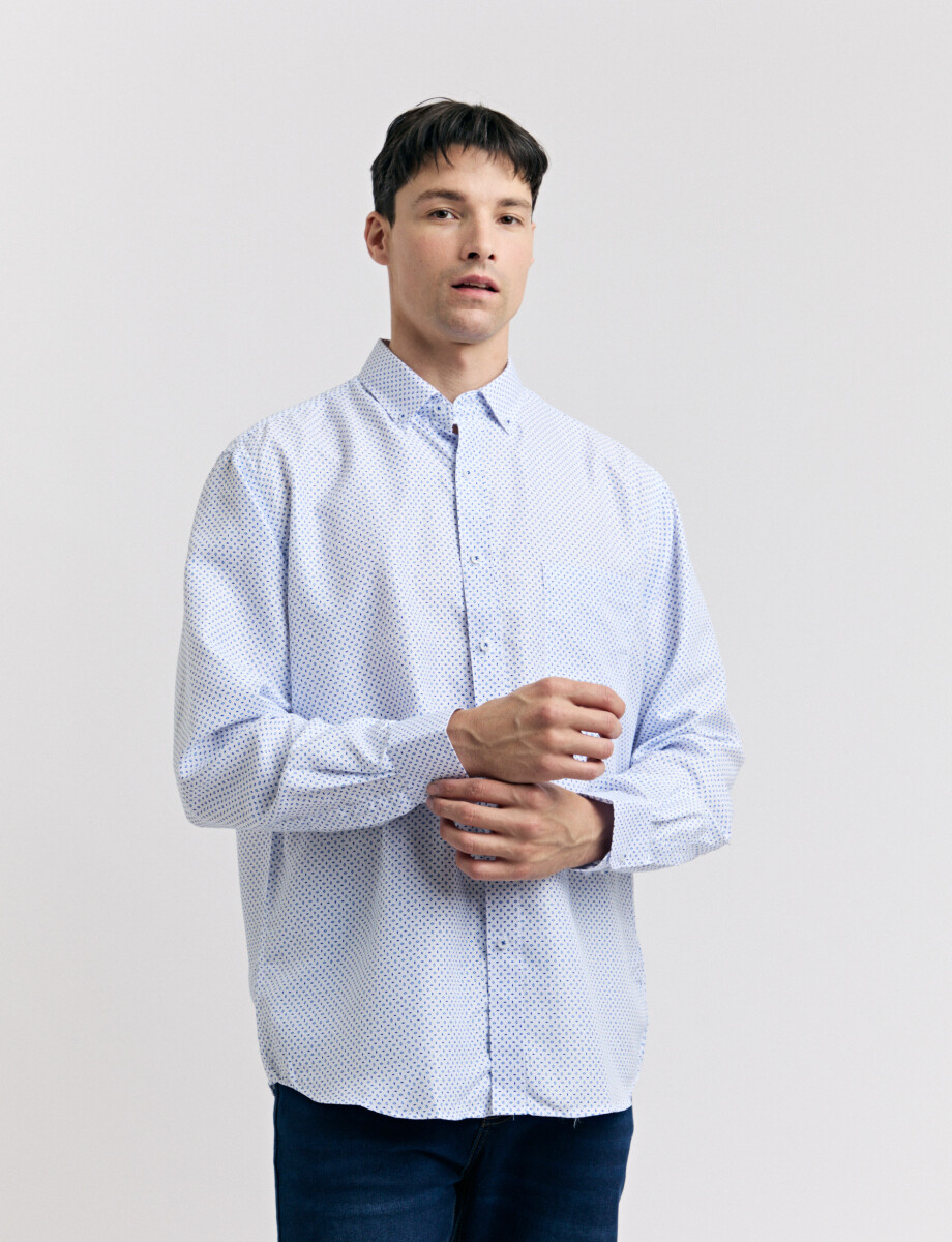 012670 CAMISA HARRINGTON LABEL Blanco/royal