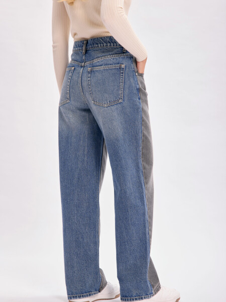 Pantalón jean Bicolor Negro