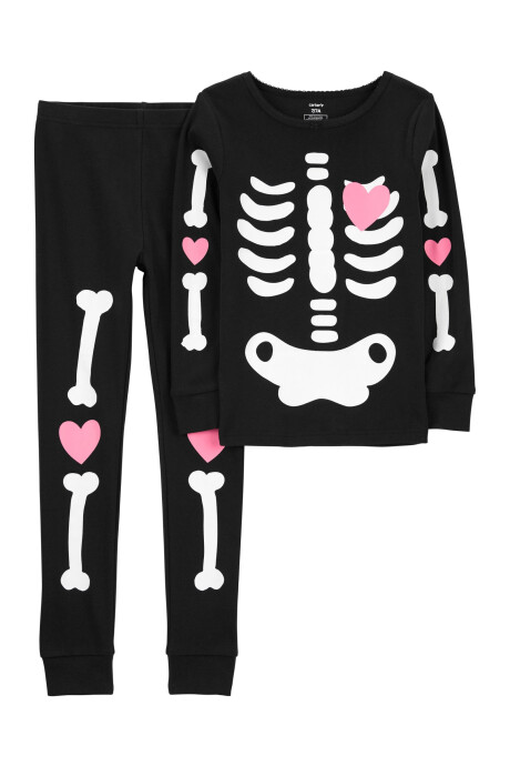 Pijama dos piezas de algodón, diseño esqueleto resplandeciente Sin color