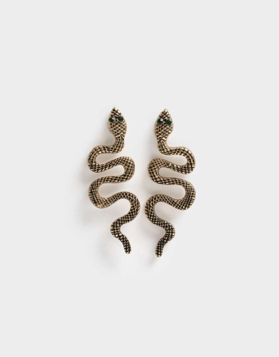 Aros Colgantes Cortos Serpiente - Dorado 