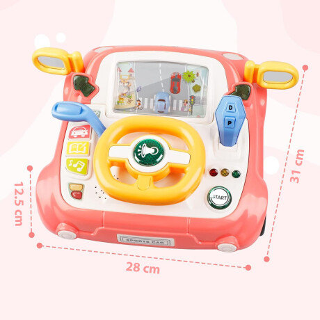 Volante Musical Juego Infantil Simulador Manejo Pantalla Luz Rosa