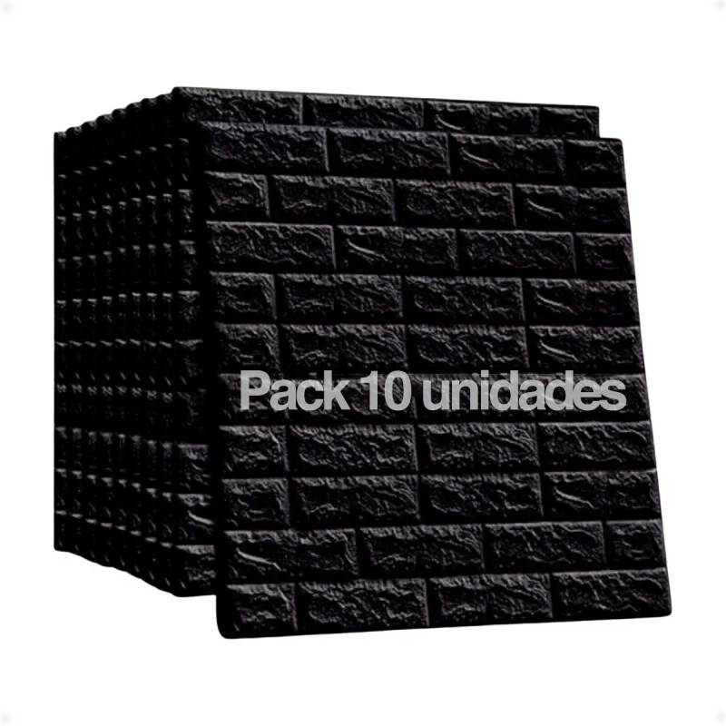 Revestimiento Paneles De Pared Autoadhesivos Ladrillo Negro X10