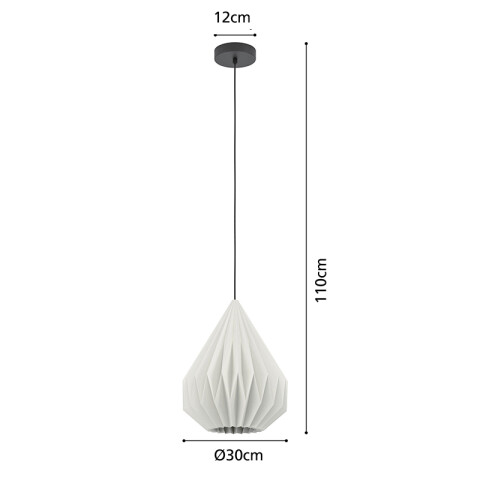 Lámpara colgante E27 tipo gota papel blanco Ø38cm EG6228
