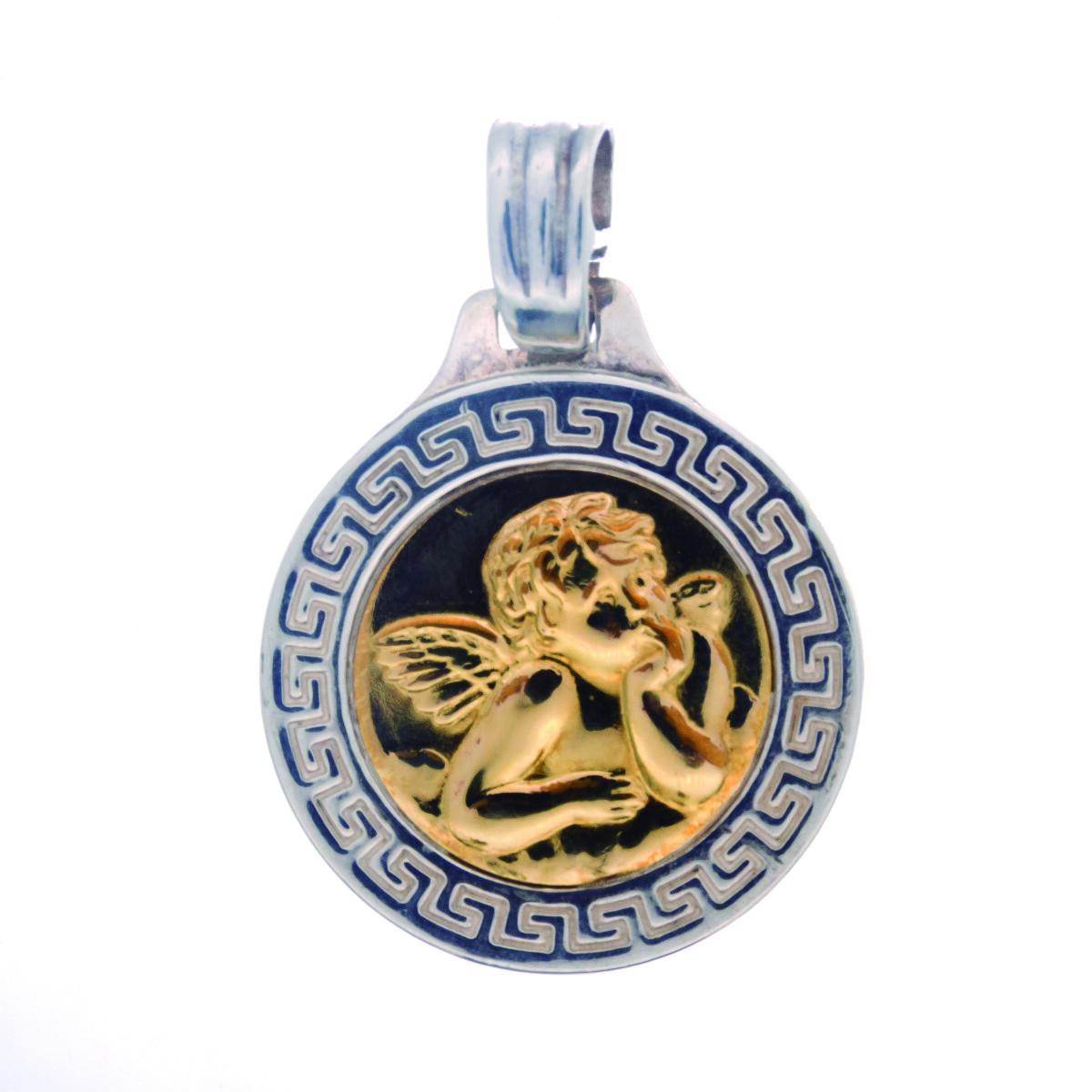 Medalla religiosa de plata 925, double en oro 18 ktes, ANGEL SAN RAFAEL. 