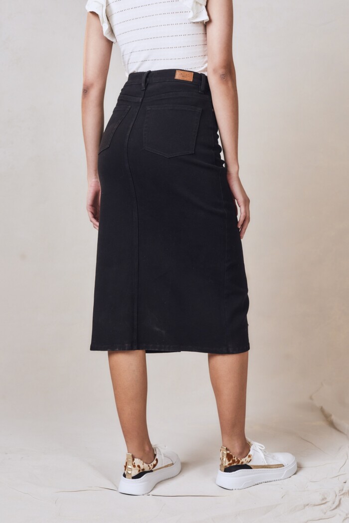 Falda Midi Negro Negro