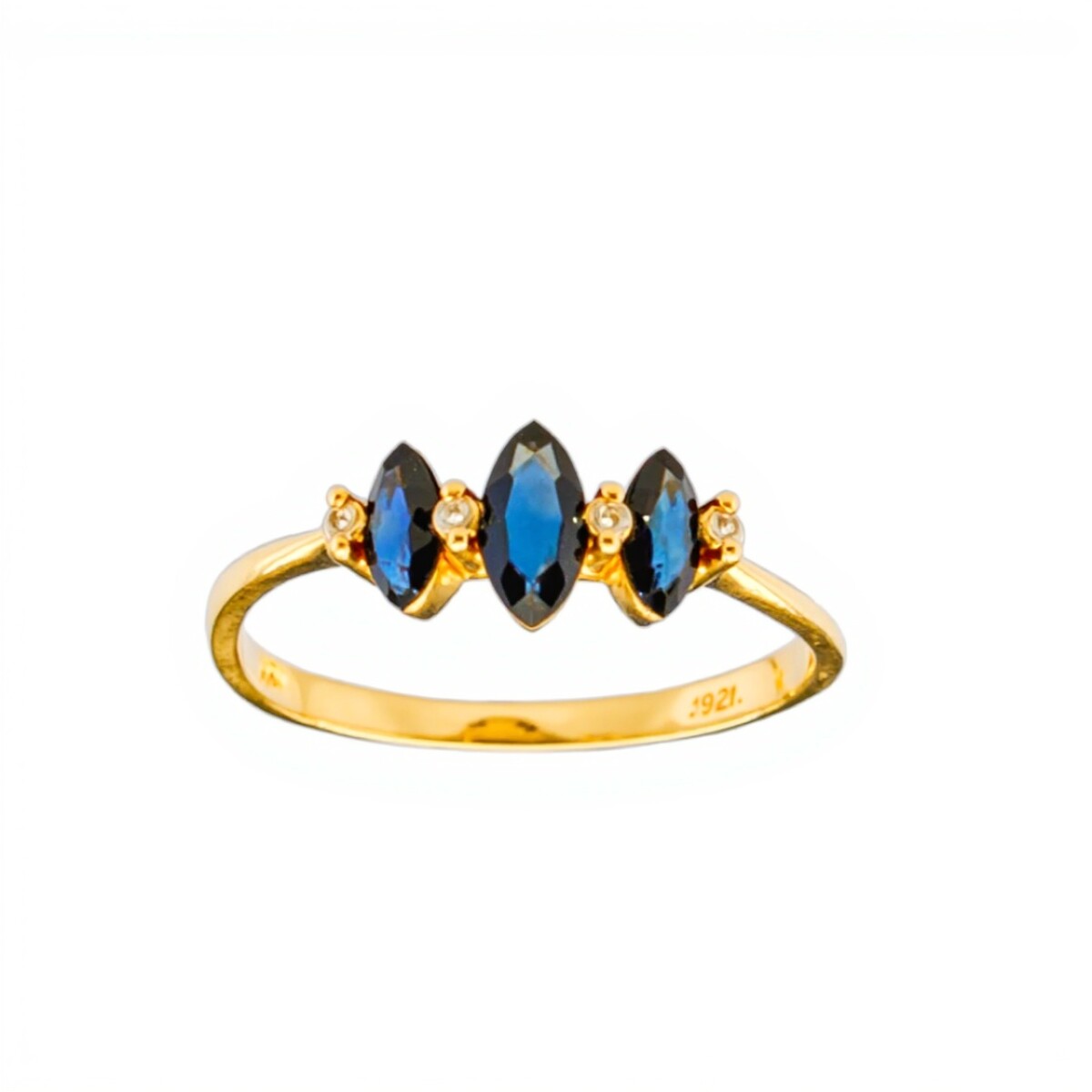 Anillo Trilogy-Oro 18k-Piedra Zafiro y Zirconia-AN9507 - conpiedra 