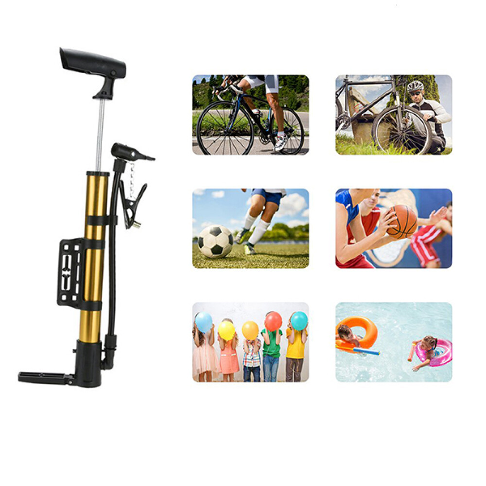 Inflador Manual De Pie Para Bicicleta Dorado