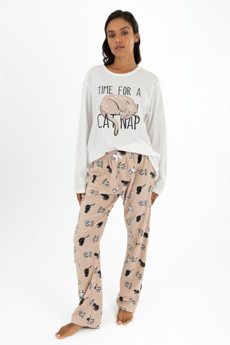 Pijama cat nap - Marfil 