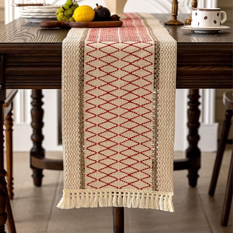 Sendero caminero de mesa cuadrícula 30 x 180 cm rojo