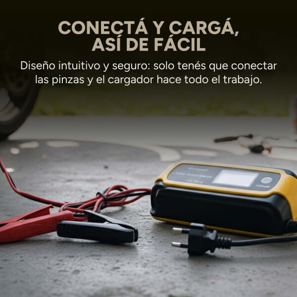 Cargador Bateria Inteligente Auto Moto Lancha Premium 14.6V® Color Amarillo