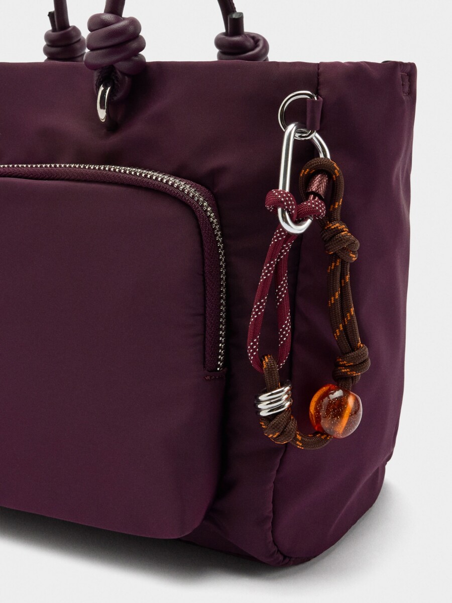 Bolso Tote De Nylon Con Colgante M burdeos