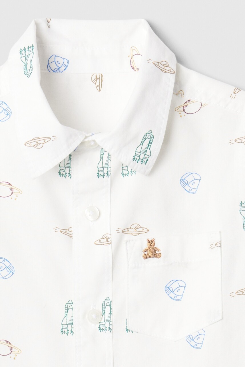 Camisa Poplin Toddler Niño New Off White