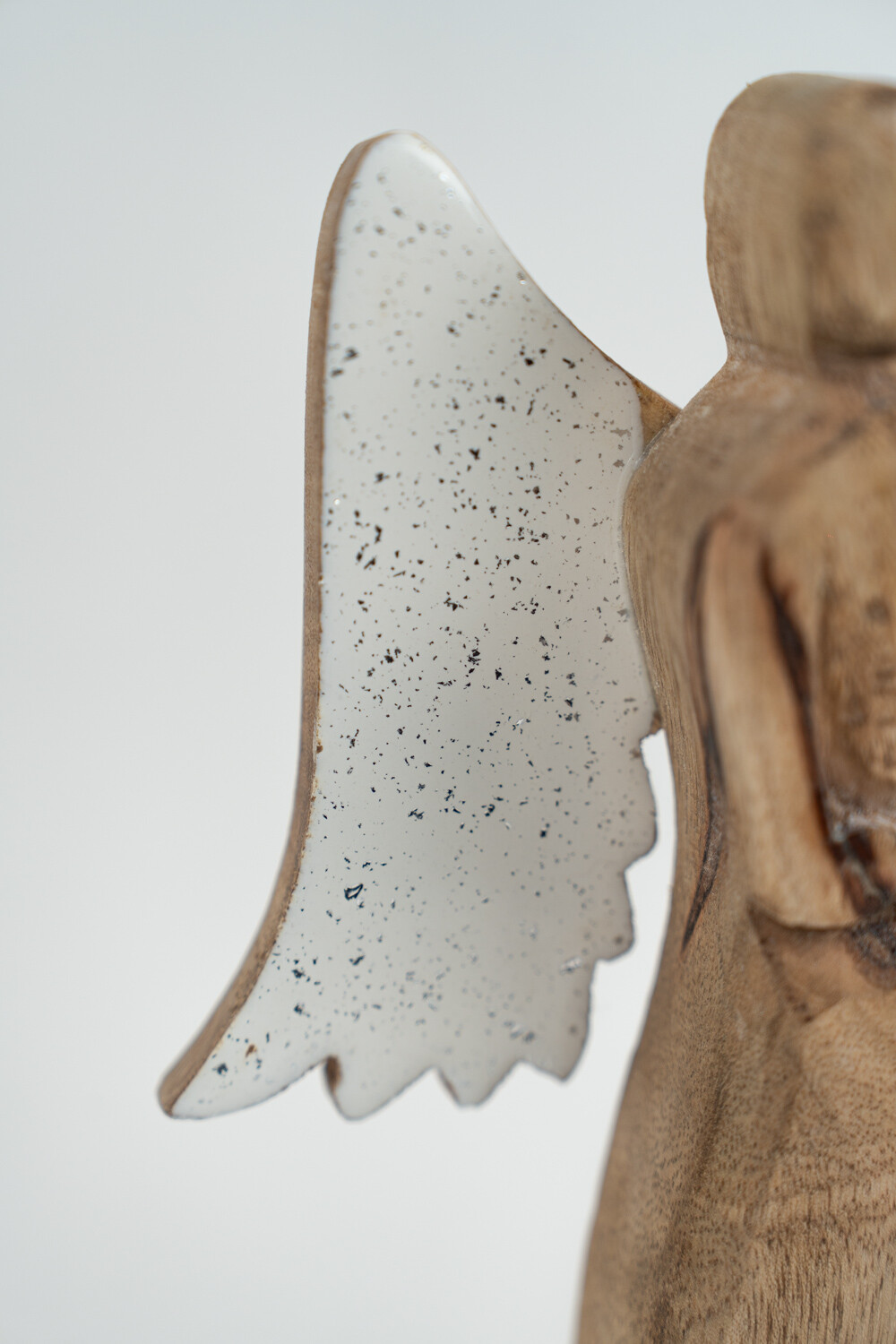 Deco Navidad ángel De Madera Con Base Color Unico