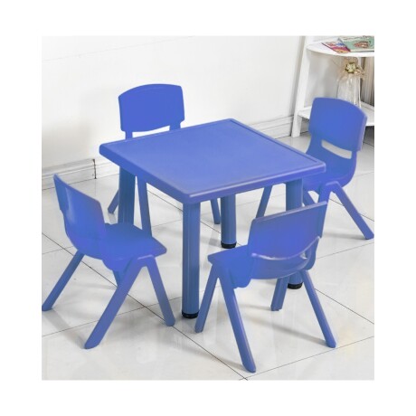 Mesa Cuadrada de Plástico y Metal para Niños 60x60cm Azul
