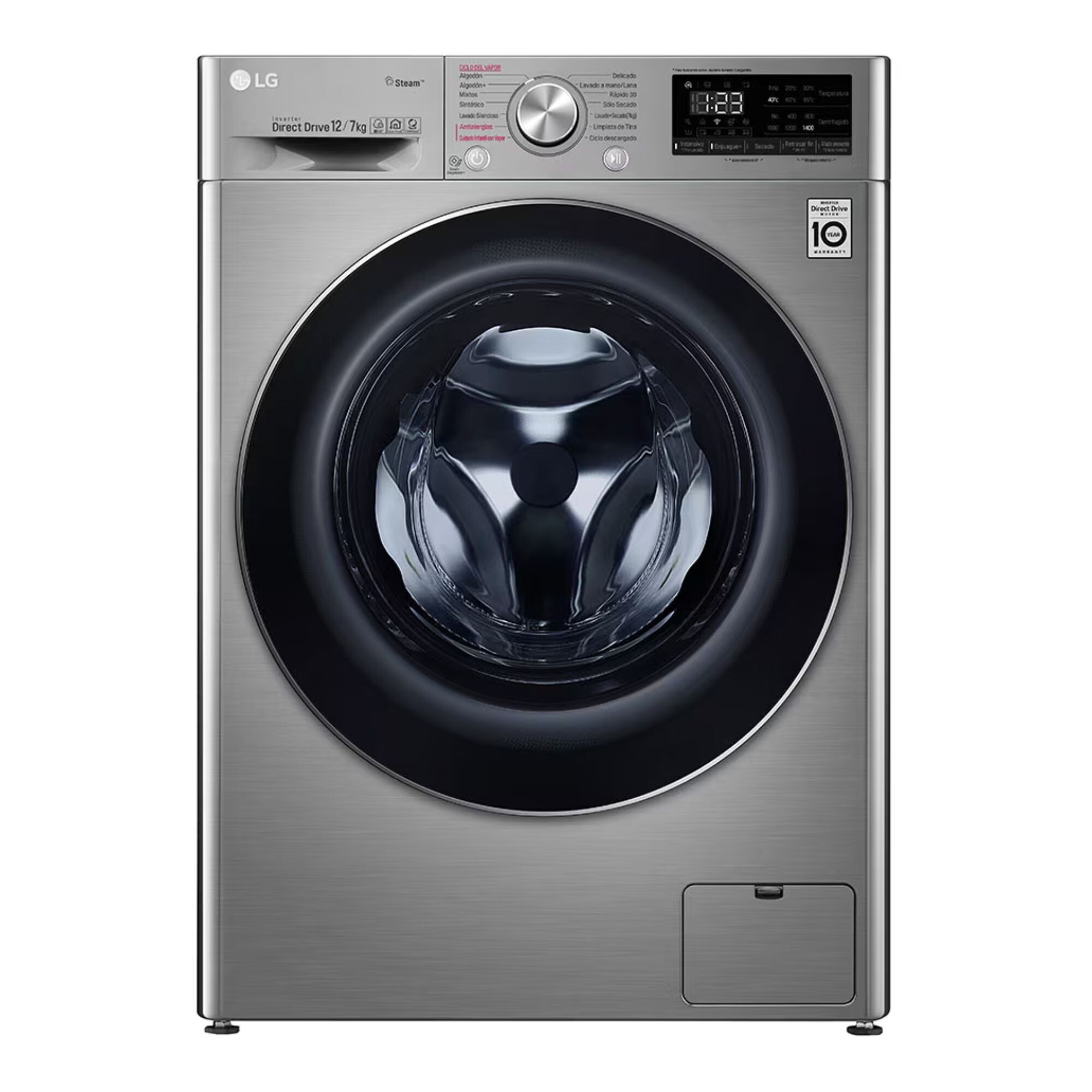 Стирально-сушильная машина LG 12 кг, нержавеющая сталь WD12VVC4S6C