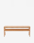 Banco Zaide de madera maciza de roble con acabado natural asiento de cuerda 120cm FSC100%