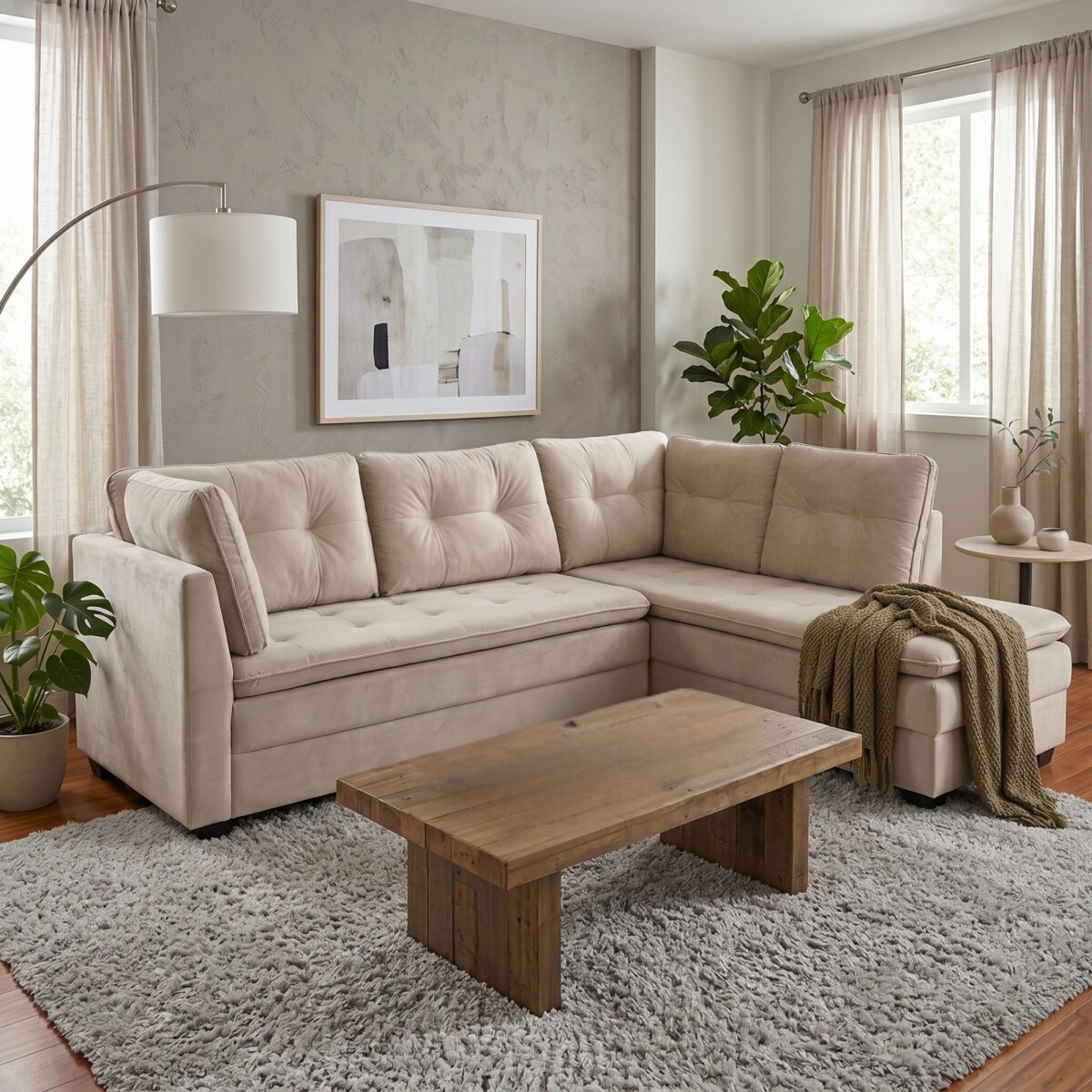 Sillon 3 cuerpos con Chaise - Coimbra - Izquierdo beige 