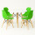 Juego de comedor Con Mesa Circular de 80cm + 4 Sillas Eames Verde/Blanco