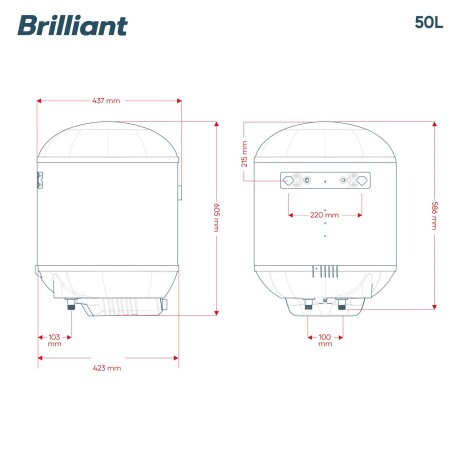 TERMOTANQUE BRILLIANT ACERO 50 LITROS BREV50WH