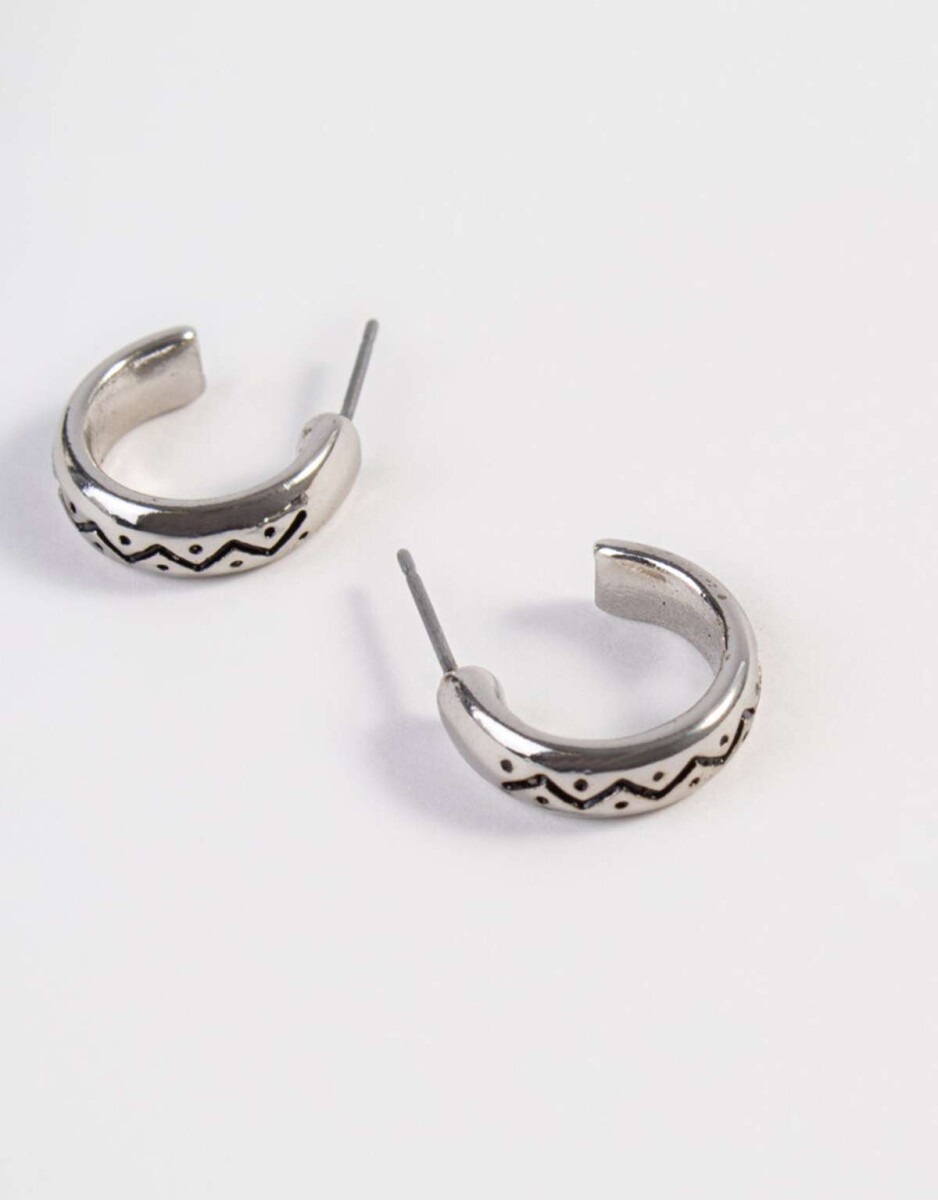 Argollas Con Textura - Plateado Rodio 