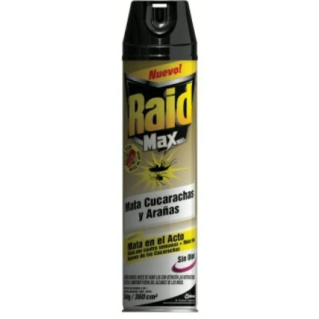 INSECTICIDA RAID MAX MATA CUCARACHAS-ARAÑAS SIN OLOR 360 CC INSECTICIDA RAID MAX MATA CUCARACHAS-ARAÑAS SIN OLOR 360 CC