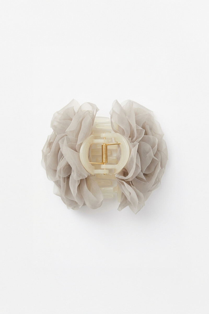 Broche flor tul beige
