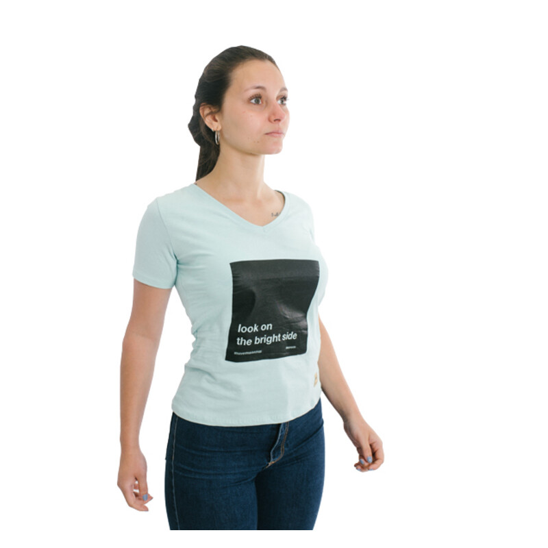 Muvem Ladies Print V Neck T-Shirt Verde Agua