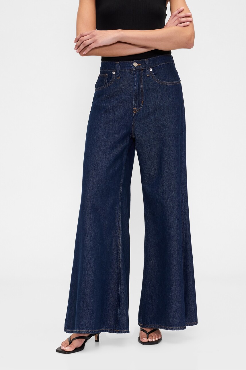 Jean Ultra Wide Pallazo Mujer Dark Wash